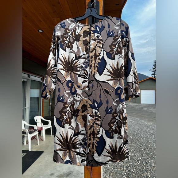 Filippa K Silk Dress XS Neutral Floral Minimalist Shift Dress - Picture 2 of 10